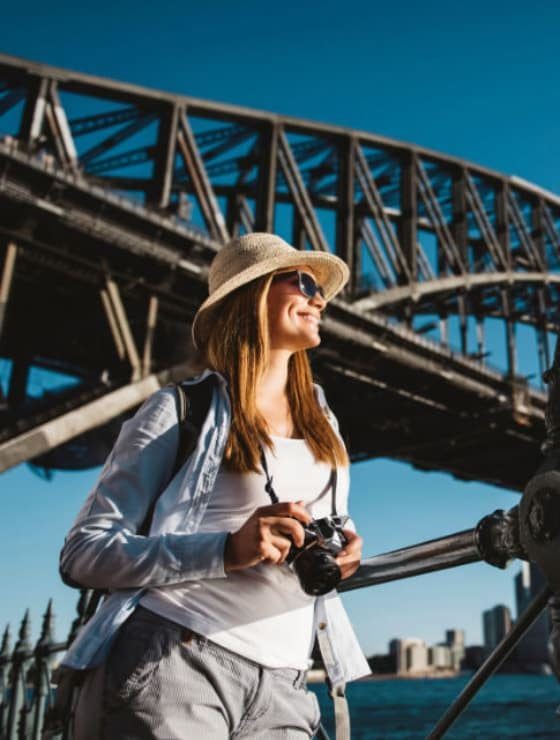 woman under a bridge