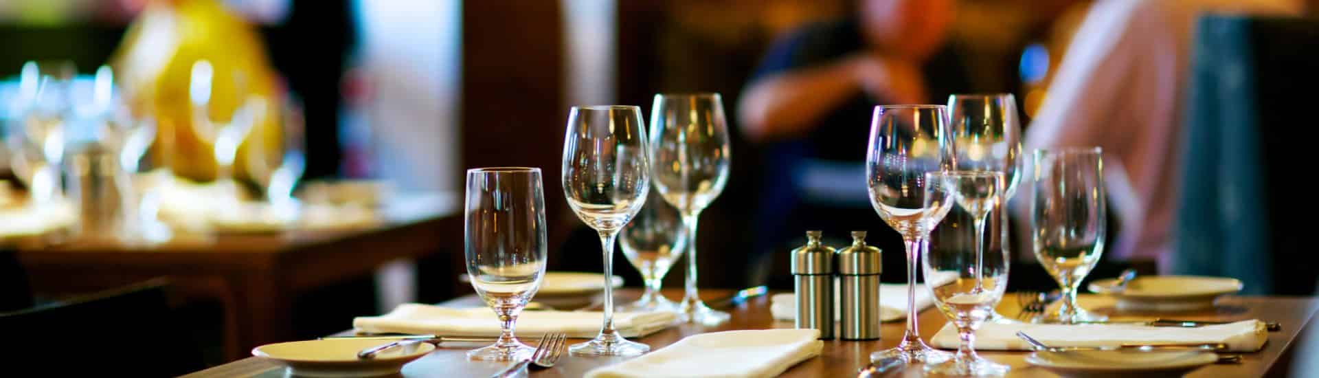 close up view of a set table